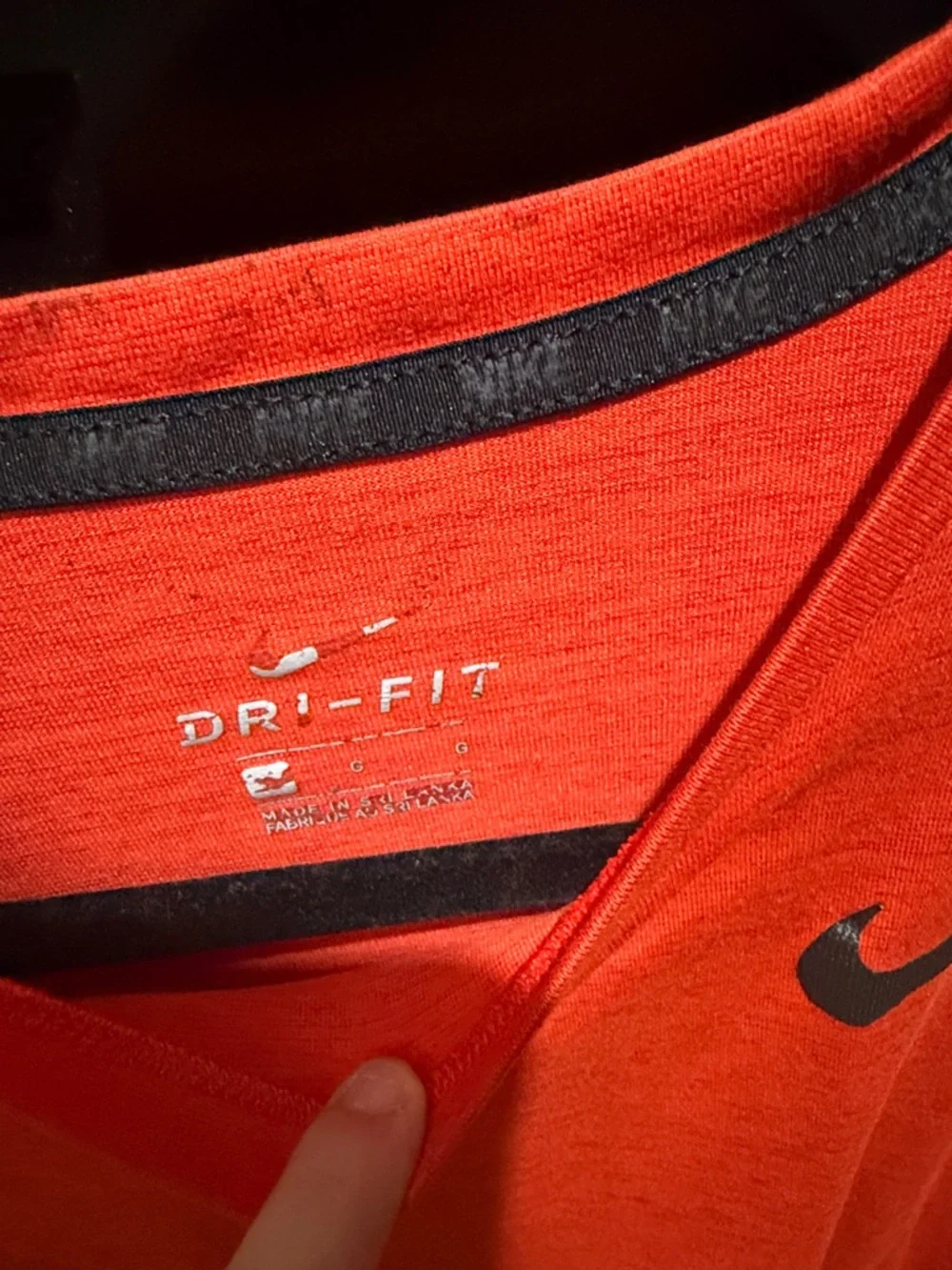 Nike Men’s Orange Short Sleeve Crew Tee with Black Swoosh